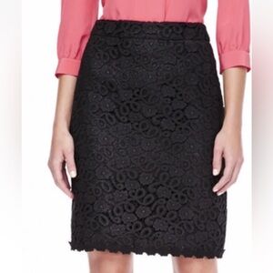 Kate Spade Black Floral Eyelet Lace Pencil Skirt Sz 2